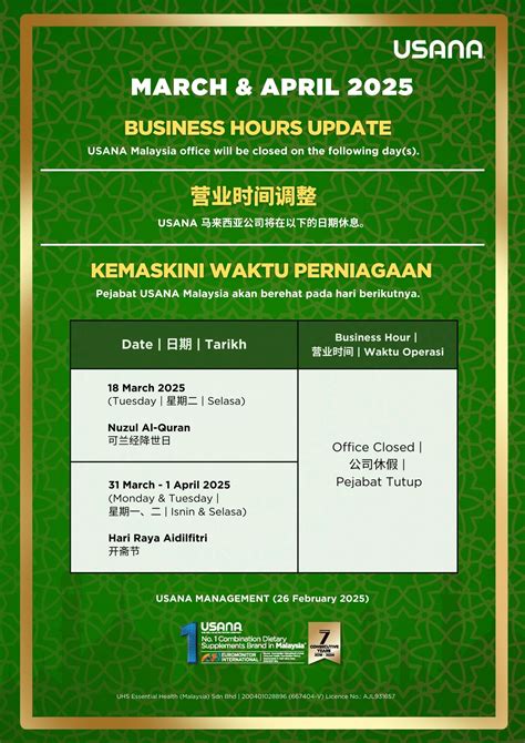 usana hours|USANA Health Sciences Malaysia .